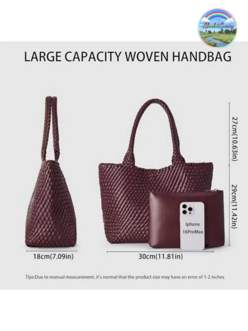 Handwoven Vegan Leather Top Handle Tote Bag for Women